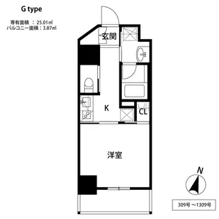 THE天神シティ【13階】の間取り