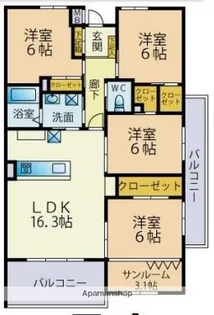 LE PARTERRE 城南【505号室】の間取り