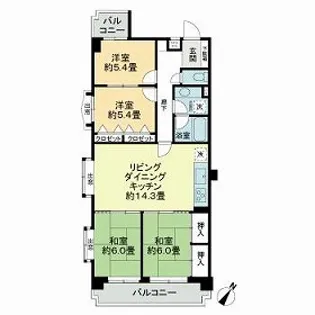 ロマネスク井尻第3【0501号室】の間取り