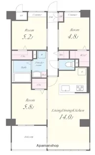 APエルテージ地行【6階】の間取り