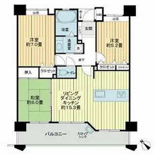 サングレート博多東エクセリア【7階】の間取り