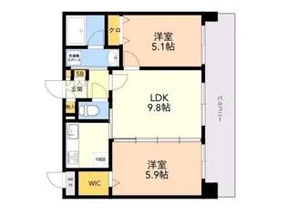 QUINTET MINAMI FUKUOKA【6階】の間取り