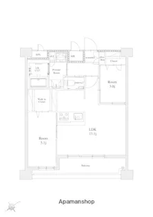 エンクレスト天神南PURE【13階】の間取り