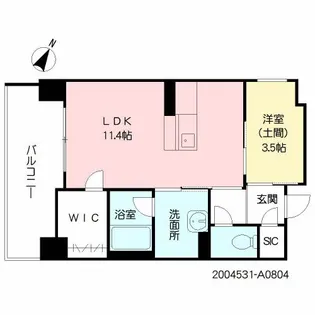 コムフォート薬院【A0804号室】の間取り
