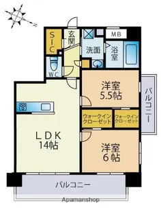 アクシア大橋【6階】の間取り