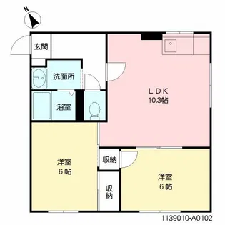 ヒルズ龍化 A棟【102号室】の間取り