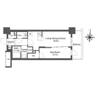 バウスステージ大濠【7階】の間取り