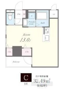 AP LーTAGE西新【0612号室】の間取り