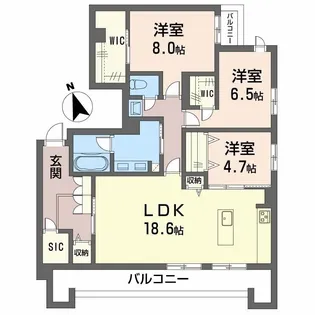 プレミアス城西【2階】の間取り