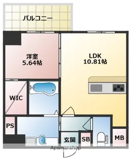 CREST西新【8階】の間取り