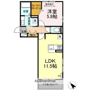 D−ROOM博多麦野 弐番館【3階】の間取り