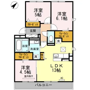 ボヌール・ロジュマン E棟【1階】の間取り