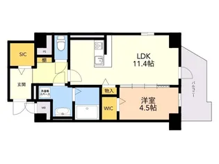 ドゥ バーグ渡辺通【0701号室】の間取り