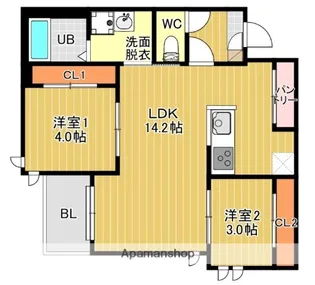GRANDTIC COURT 別府【202号室】の間取り