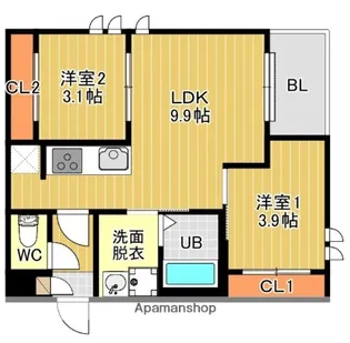 GRANDTIC COURT 別府【105号室】の間取り