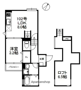クレア多の津【1階】の間取り