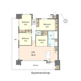 SーRESIDENCE愛宕SOUTH【12階】の間取り