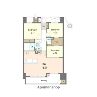 S-RESIDENCE愛宕SOUTH【6階】の間取り