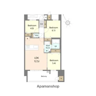 S-RESIDENCE愛宕SOUTH【6階】の間取り