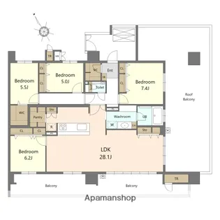 S-RESIDENCE愛宕SOUTH【14階】の間取り
