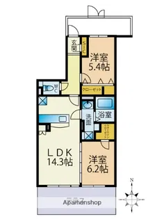 プレアEVL松島2丁目【502号室】の間取り