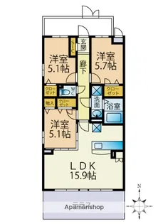 プレアEVL松島2丁目【504号室】の間取り