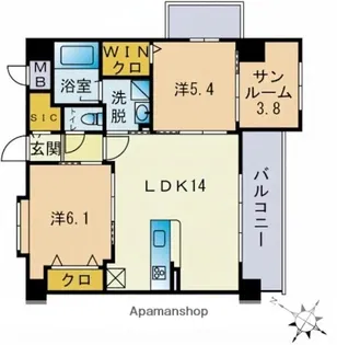 GREEN JADE SUI【401号室】の間取り