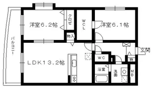 グリシーヌ空港【3階】の間取り