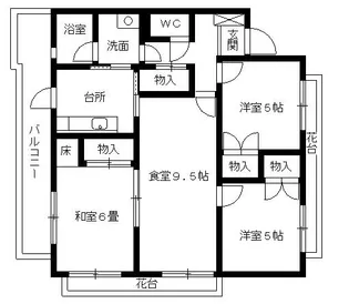 パティオ室見【305号室】の間取り
