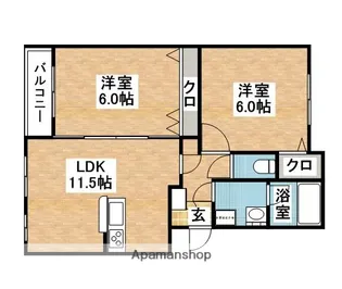 プレステージ南里【301号室】の間取り