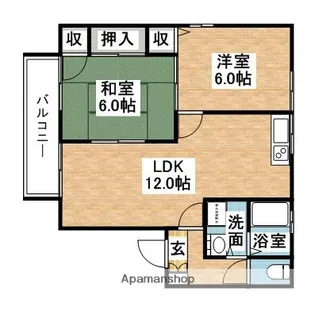 セジュールダイブA・B【206号室】の間取り