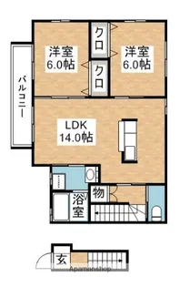 ツインパル阿恵【Ⅱ202号室】の間取り