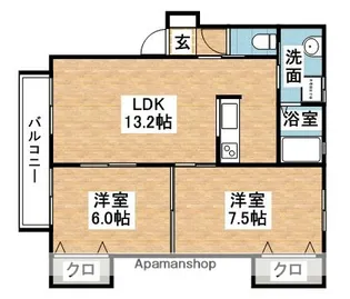 アドバンテイジ柚須東A・B棟【B101号室】の間取り