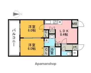コンダクト福岡東【2階】の間取り