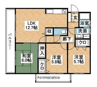 リヴェール花水木【203号室】の間取り