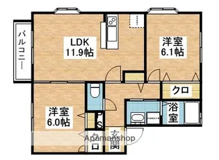 エアルポース平成【Aー102号室】の間取り