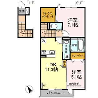 パークアシス上久原【2階】の間取り