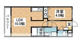 PEACH HILLS UMI【106号室】の間取り