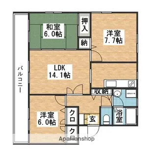 スカイヒルズ6【201号室】の間取り