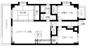 グランパルク若宮【402号室】の間取り