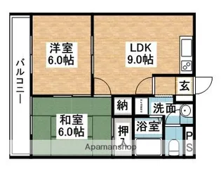 ヌーボヴァンベール柚須【102号室】の間取り