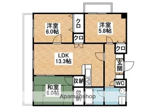 ソフィアコート扇【202号室】の間取り