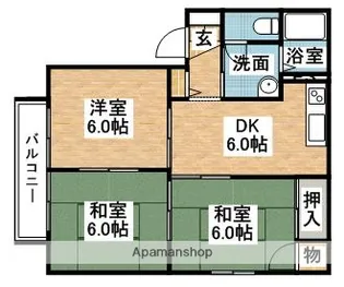 サンコート松ヶ本【201号室】の間取り