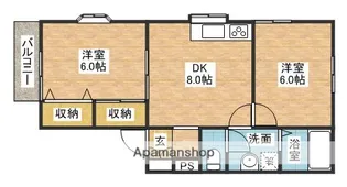 スカイハイツ内橋Ⅰ【C202号室】の間取り