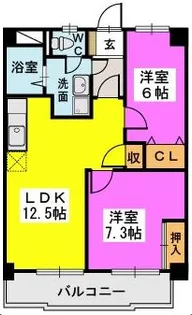パークサイド橘【3階】の間取り
