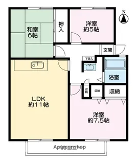 サンビレッジ月の浦C【2階】の間取り