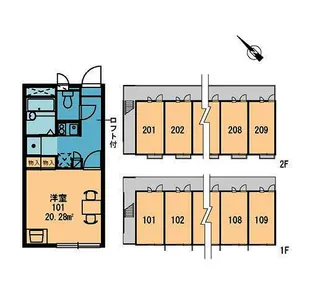 レオパレスグレイスコート六番館【2階】の間取り