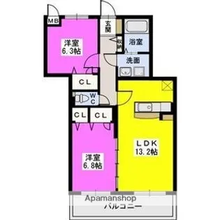 プルヌスコリーヌ【3階】の間取り