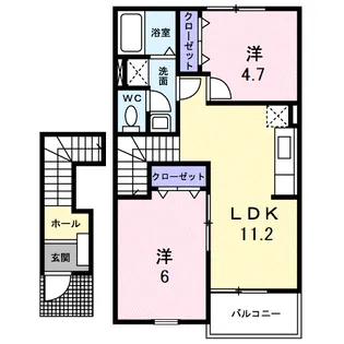 フィオーレ・ヴィラE【2階】の間取り