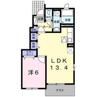 リバージュ横峰A【1階】の間取り